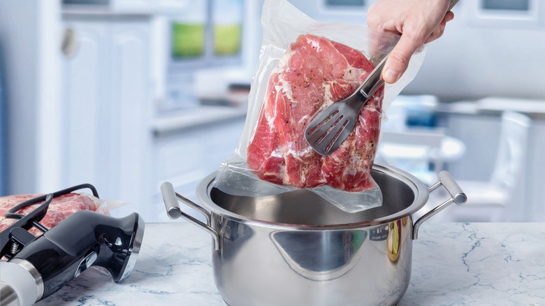 Preparing meat for sous vide