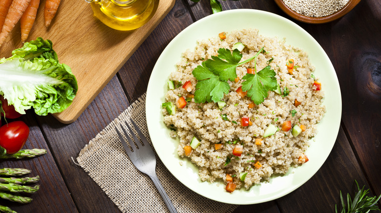 plate of cooked quinoa and vegetables