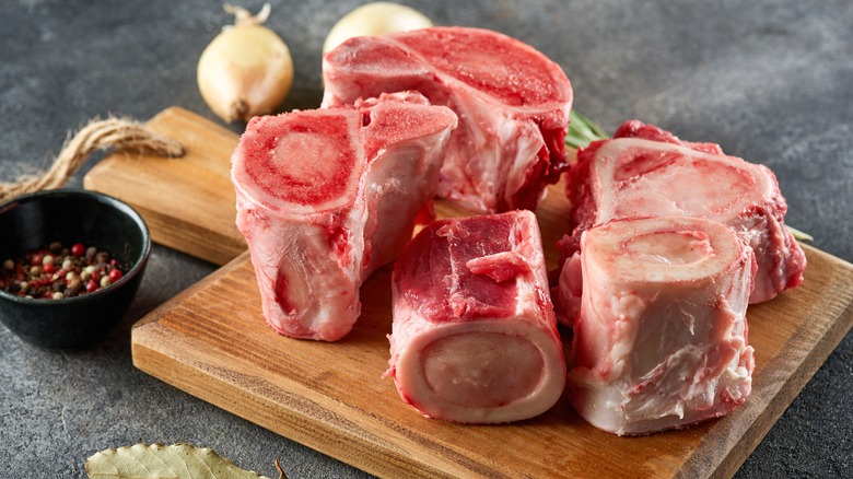 beef bones on cutting board