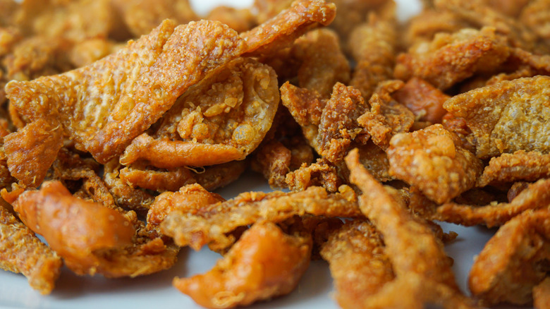 Close-up of fried chicken skin