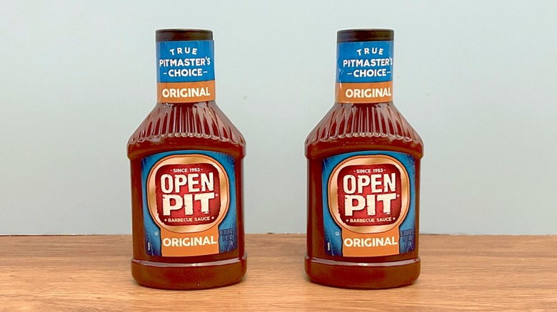 Two bottles of Open Pit Original BBQ Sauce