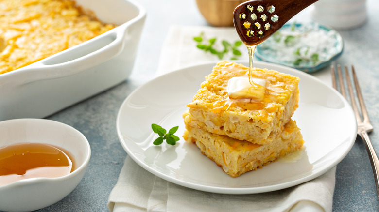 cornbread with honey and butter