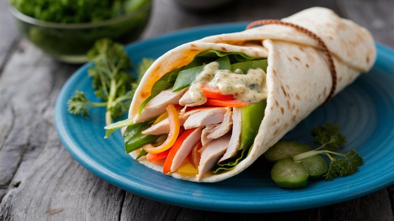 turkey wrap on a plate