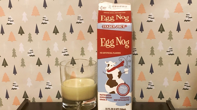 TJ's eggnog with glass