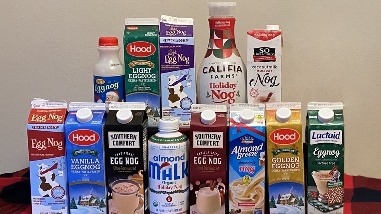 Variety of store bought eggnog brands