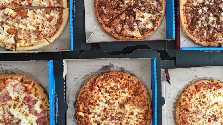 Six different Domino's pizzas