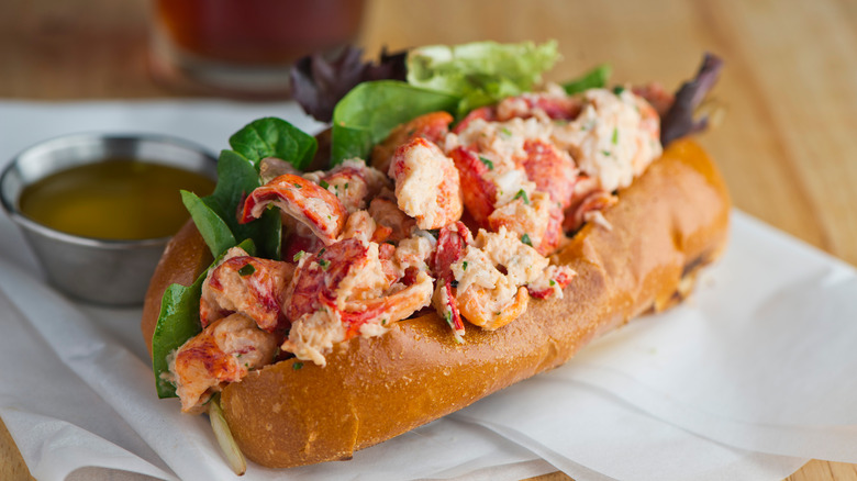 Maine lobster roll with butter