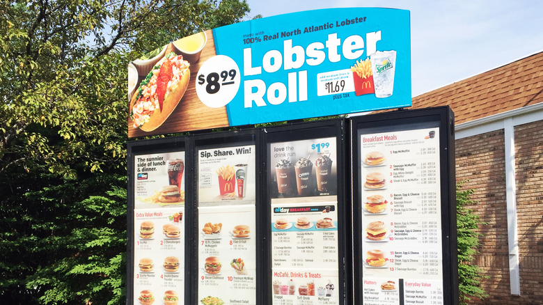 Sign for a McDonald's lobster roll