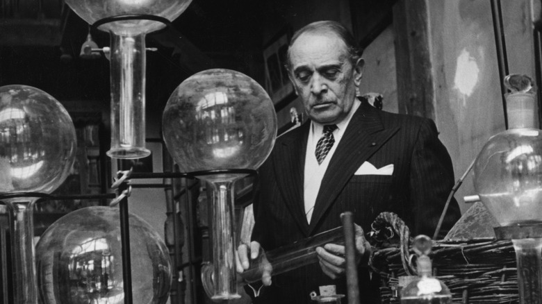 Serge Voronoff inspecting lab equipment