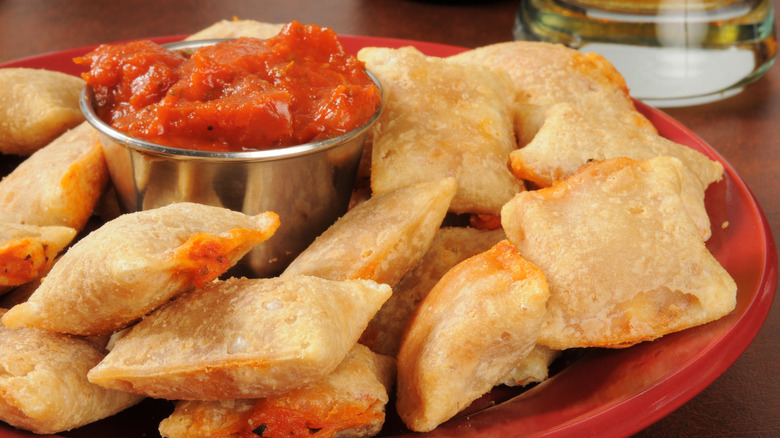 Pizza rolls with marinara sauce