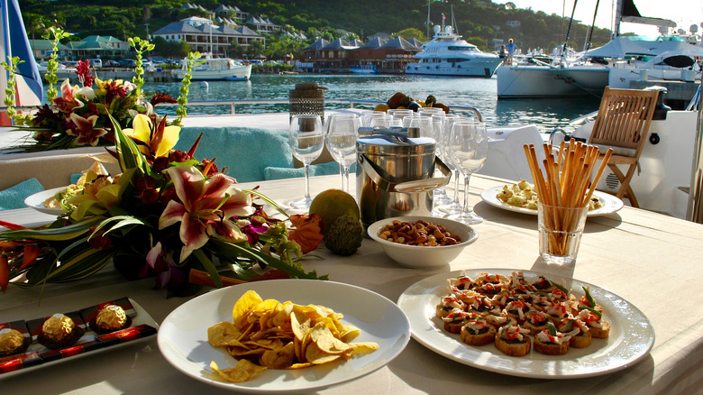 appetizers aboard a yacht