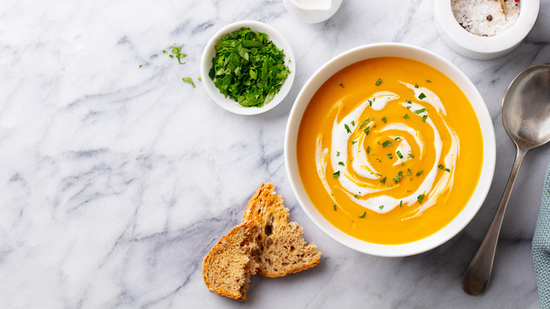 butternut squash soup with crème fraîche