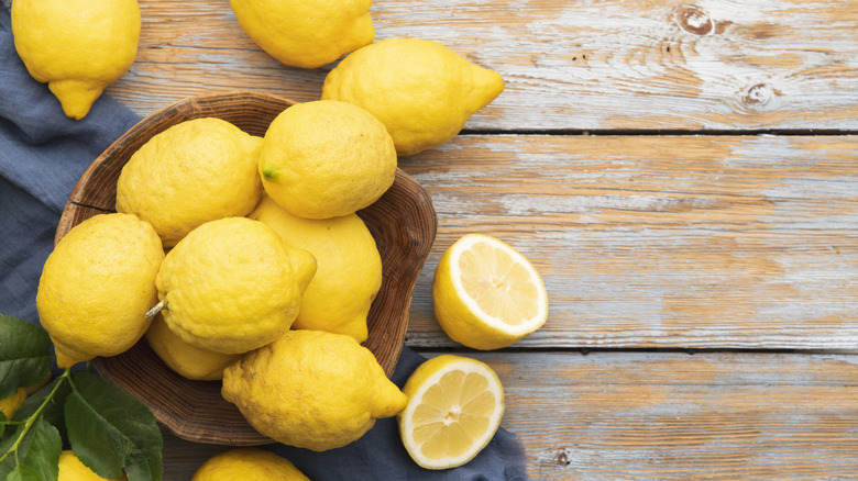 lemons on wooden table