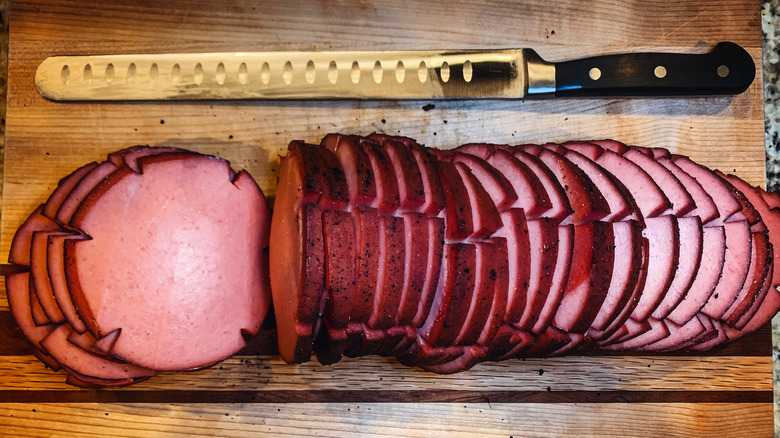 sliced bologna with cut edges