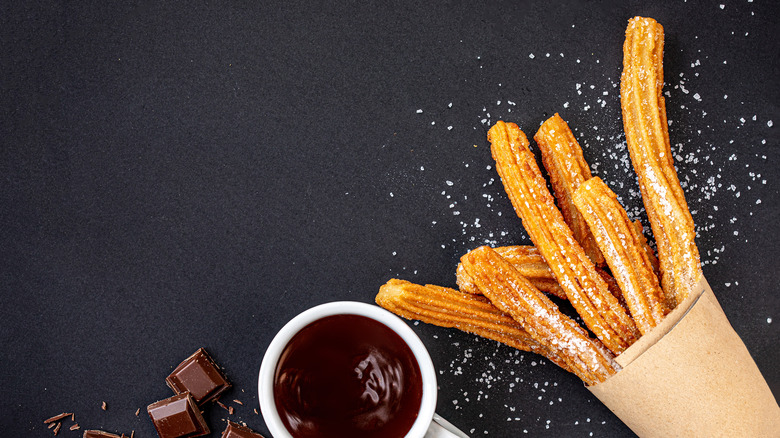 Churros with liquid chocolate