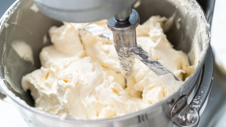 Buttercream frosting in a bowl