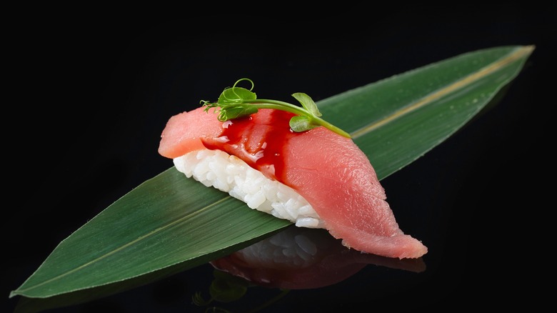 nigiri posed on leaf