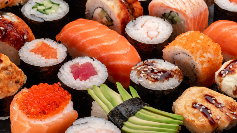 assorted types of sushi