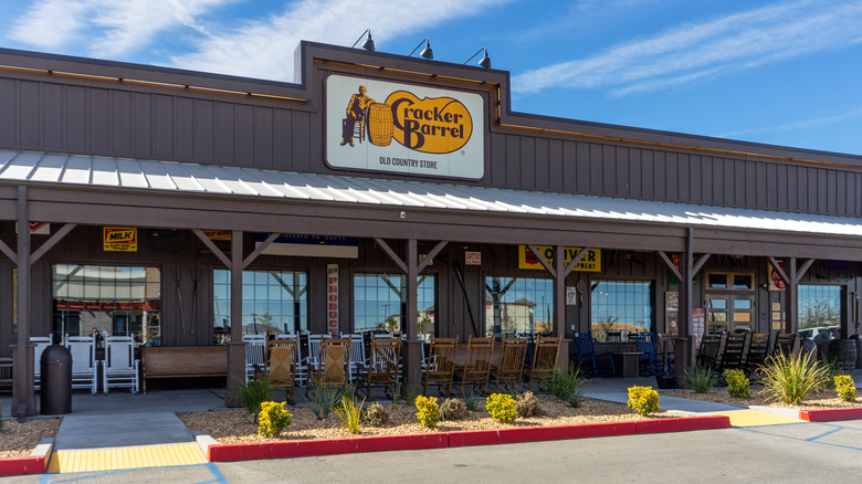 rocking chairs outside Cracker Barrel