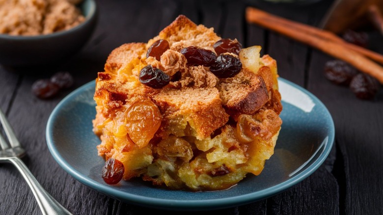 bread pudding on a plate