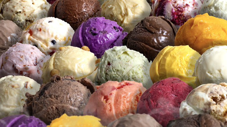 assorted scoops of ice cream