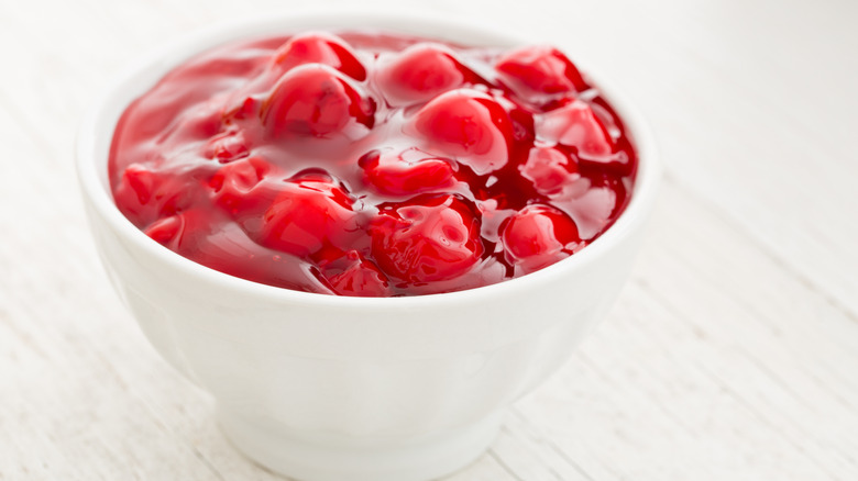 cherry pie filling in bowl