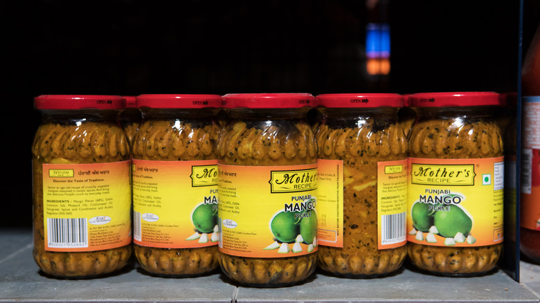 Jars of mango pickles