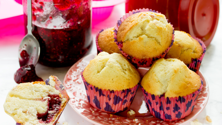 raspberry jam-filled muffins