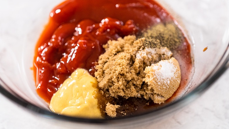 Meatloaf glaze ingredients in a bowl