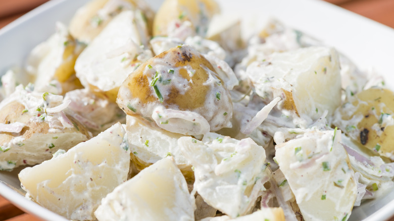 creamy potato salad with onions