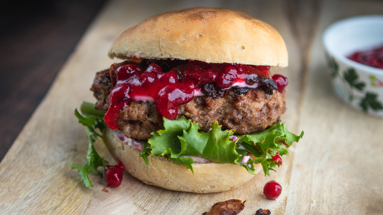 Burger with cranberry jam