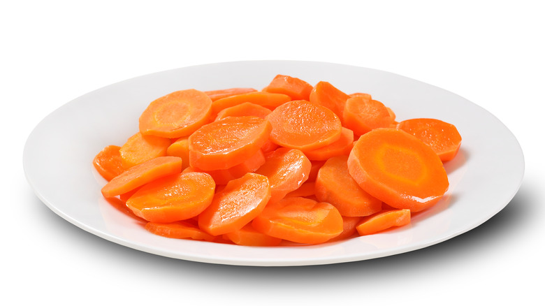 Sliced carrot pieces on a plate