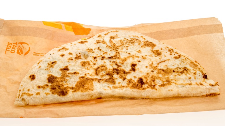 Taco Bell quesadilla on parchment paper