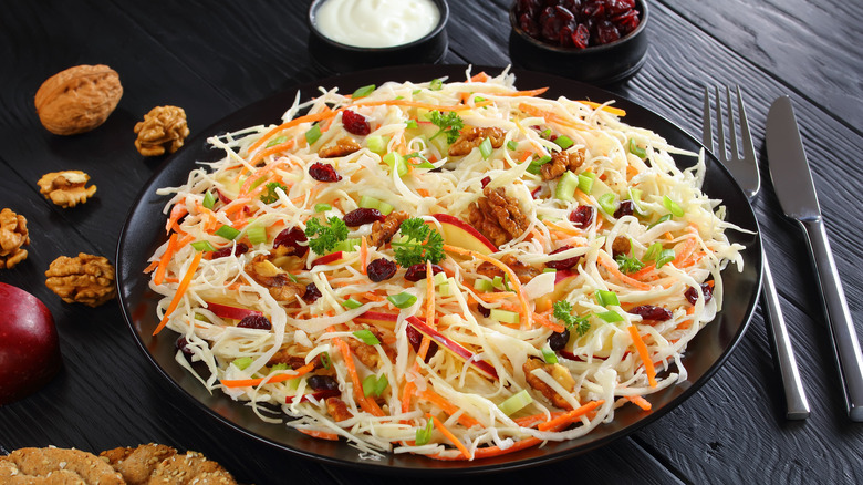 Coleslaw with cranberries and walnuts