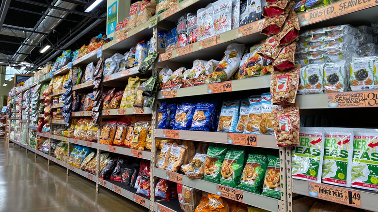 snack aisle at Trader Joe's