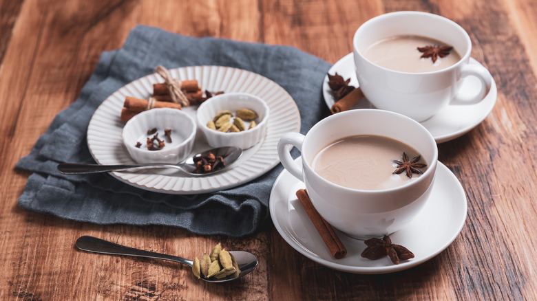 masala chai tea cups on table