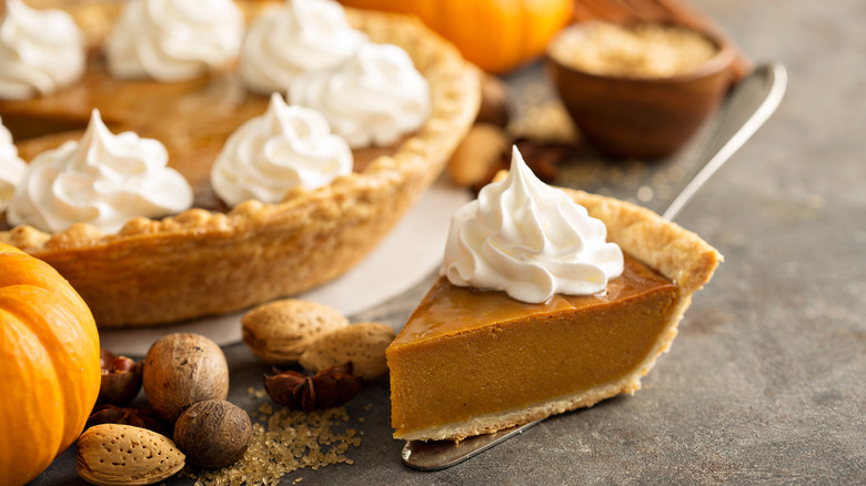 Pumpkin pie in flaky crust