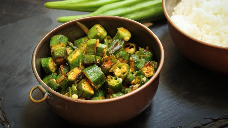 Okra in a bowl