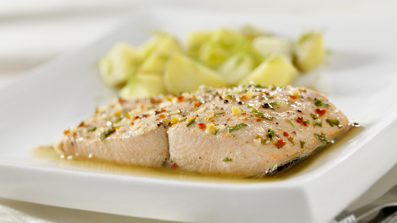 Poached salmon filet