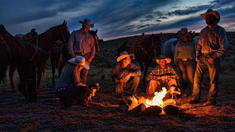 Cowboys around campfire