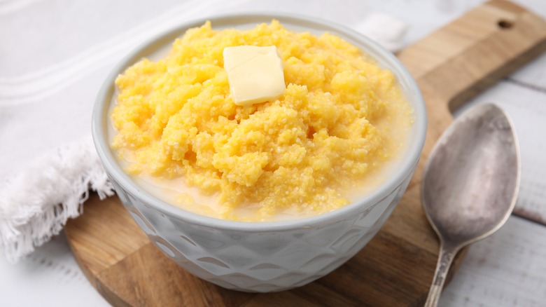 Bowl of grits with butter