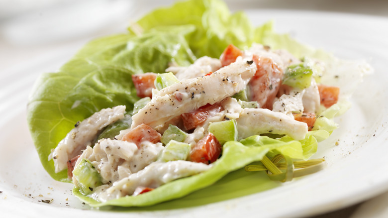 Chicken salad lettuce wrap