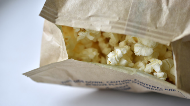 close up of microwave popcorn bag
