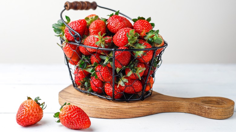 basket of strawberries on board