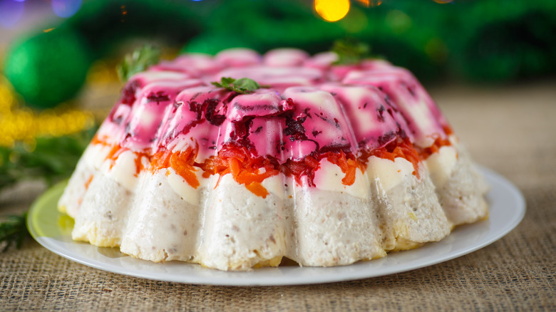 A plate of Jello-O salad