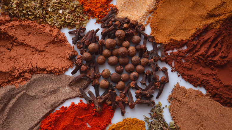 different colored spices