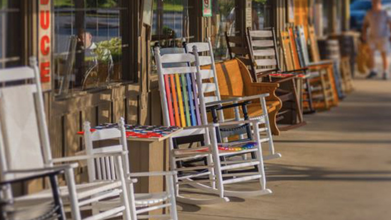 Cracker Barrel rainbow rocking chair