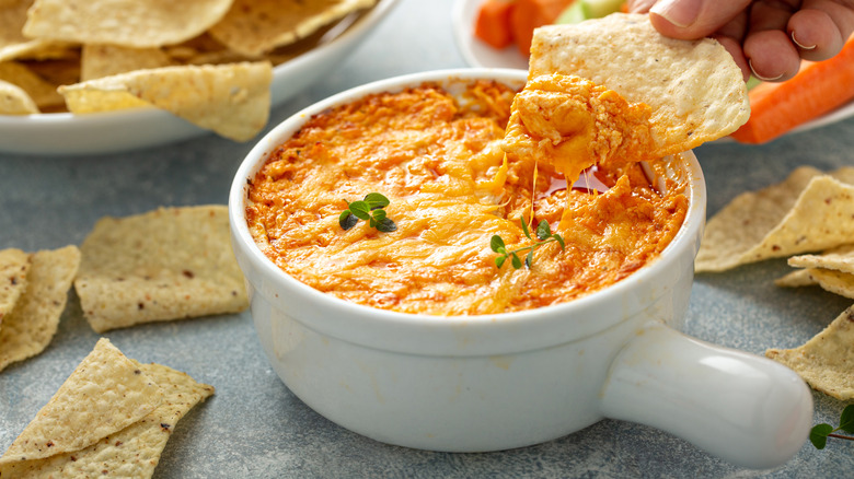 bowl of cheesy chicken dip