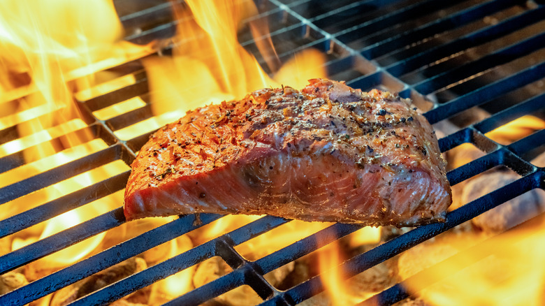 Salmon filet on grill