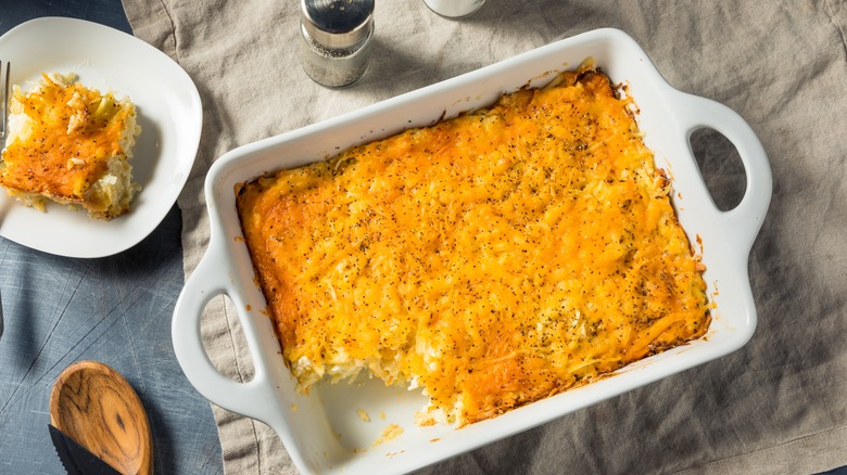 Hash brown casserole and plate